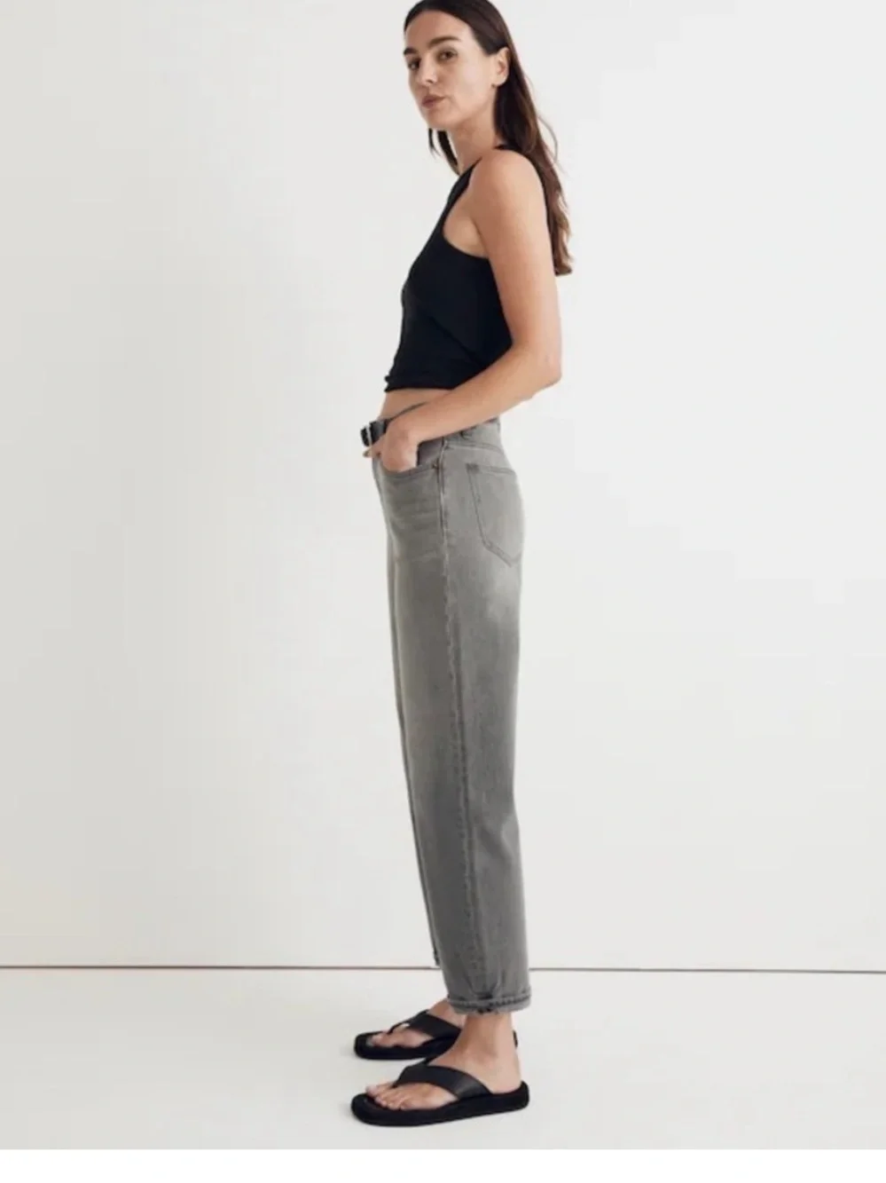 Madewell the slouchy boy jean faded black wash 6/28T
